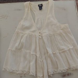Cream Lace Vest Tank Top